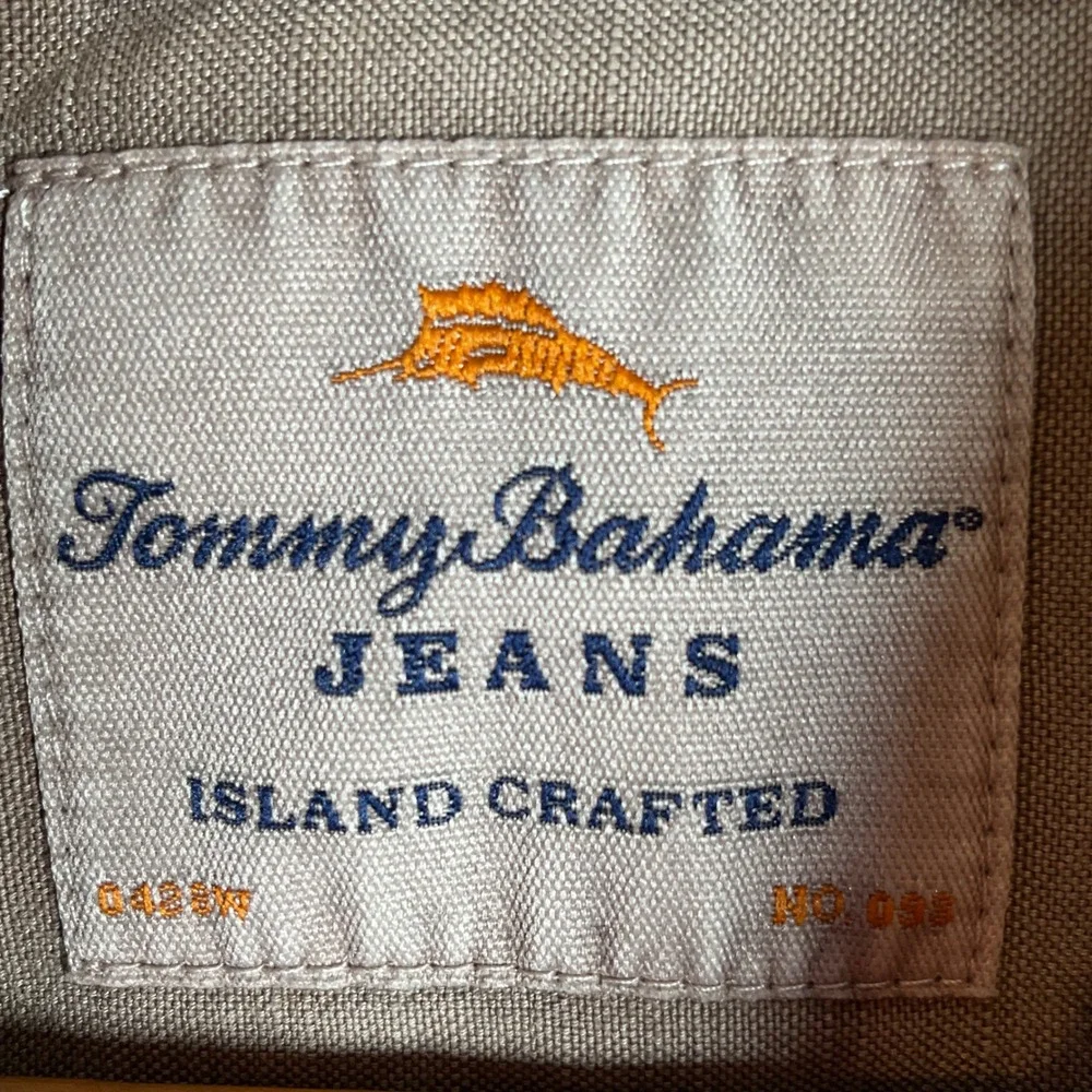 Tommy Bahama Jeans Button‎ Down Mens Medium Tan  Linen Tencel Shirt